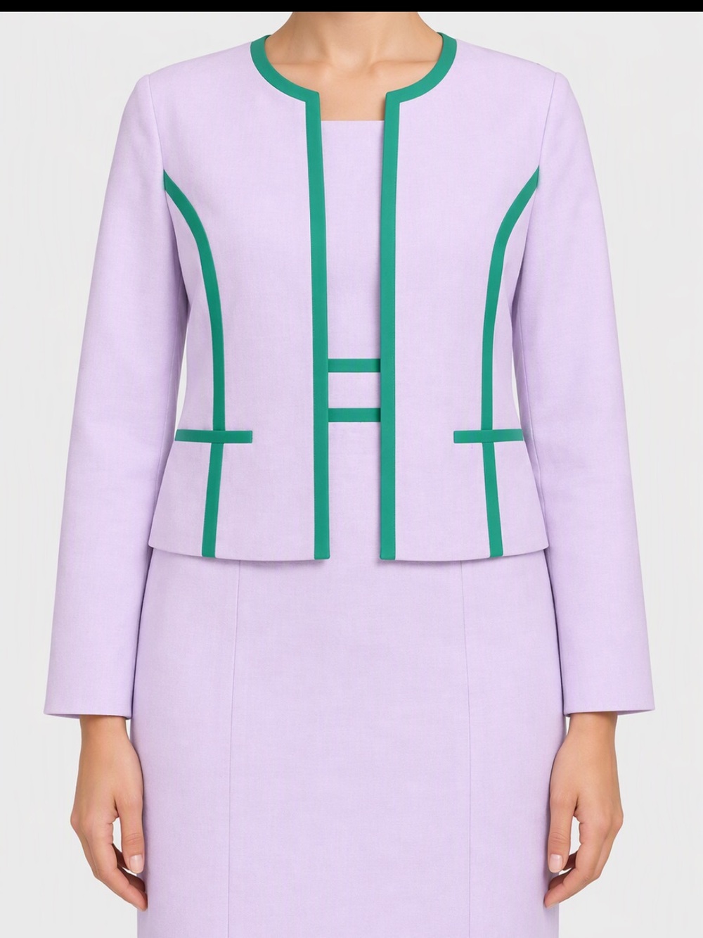 Women’s Pink Tailored Jacket with Green Trim
